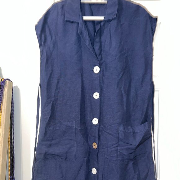 Mango Casual Blue Button Down Dress Size 8 - Picture 2 of 4